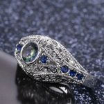 Luxury Retro 925 Silver Geometric Pattern Inlaid Ring Size 7 Photo 2