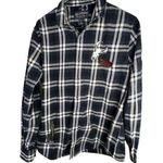 American Rag Plaid Button Up Long Sleeve Shirt With Sewn On Patches Photo 0