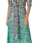 AFRM Ellis Ombre Snakeskin Print Wrap Maxi Dress XS Extra Small Party Cocktail Tan Photo 0