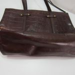 Fossil Croco Felicity Brown Leather Tote Shoulder Bag Work Travel Front Pocket Photo 5