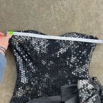 Vintage 80s Black Sweetheart Strapless Ruffles Bow Sequin Tiered Prom Dress SM Photo 12