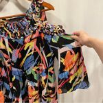 Kate & Mallory Y2K crinkle babydoll cold shoulder cutouts rainbow top ruffle boho Photo 6