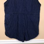 American Eagle Women’s Blue White Pinstripe Lightweight Denim Shortalls Romper Photo 2