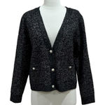 Adyson Parker Black Metallic Silver Thread Cardigan Sweater NWT Size Large Photo 0