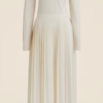 J.Crew  Pleated Ballet Maxi Dress Stretch Cotton Natural Long Sleeve Medium NWT Photo 7