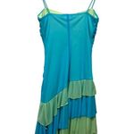 City Triangles Y2K Vintage Blue & Green Asymmetrical Ruffle Hem Dress Mermaid Fairy Photo 3