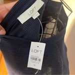 Loft NWT  Navy blue sweater with floral print on the bottom size M bohemian wint Photo 8