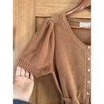Everlane Organic Cotton Puff Sleeve Button Sweater Top in Rust Women’s sz Medium Photo 3