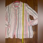 J.Jill  Love Linen 100% Linen Essential Shirt Pink Stripped Button Up Shirt Large Photo 4