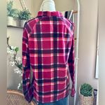 Eddie Bauer  Pink/Orange Plaid Quarter Zip Fleece Pullover Sweatshirt Photo 3