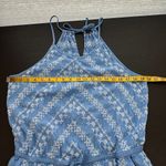 Loft Ann Taylor Blue Floral Cotton Elastic Waist Embroidered Halter Romper Large Photo 9