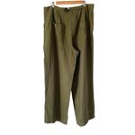 Poetry  Relaxed Straight Leg Yarn Dyed Linen Pants Forest Olive Green size 14 Photo 7