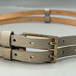 Brooks Brothers  Gray Leather Twin Buckle Belt Made In Italy WIN13 33"-36" Photo 0