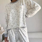 Amazon Soft Floral Velour Pajama Set NWOT Womens Large Loungewear Sleepwear Pants Top Photo 0