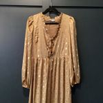 Never Fully Dressed long sleeve foil mettalic gold spot midi maxi ruffle dress 8 Photo 1