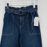 Time and Tru jeans women's 8 paperbag wide leg crop belted blue dark wash NEW Photo 1