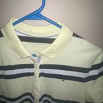 Tommy Hilfiger  Yellow and Blue Striped Polo Shirt woman’s size Large preppy Photo 2