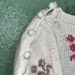 Vintage Cottagecore Cream Sweater with Pink Floral Accents Photo 3