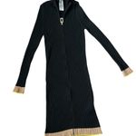 Wolford Thelma Strip Cardigan Ribbed Virgin Wool Fitted Zip Dress | Black | M Size M Photo 3