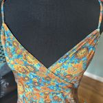 Vintage Hourglass Orange Blue Floral Dress Size L Photo 1