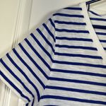 J.Crew  White Blue V-Neck Vintage Cotton Shirt Size XL EUC #1573 Photo 1