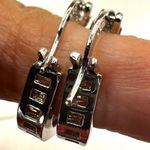 Silver tone rhinestone hoop earrings Photo 6