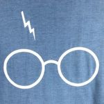 Harry Potter Medium Tee Glasses Scar Blue White Short Sleeve Crew Neck Adult 722 Photo 2
