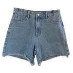 Distressed High Rise Denim Shorts M Raw Hem Light Wash Jean‎ Cutoff Casual Boho Blue Size M Photo 0