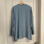 Eileen Fisher Blue 100% Silk Georgette Crepe Mandarin Collar Shirt Size 1X Photo 1