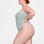 SKIMS  Pacific Blue Sporty Zipper Swim Strapless One Piece Size 4x Photo 2