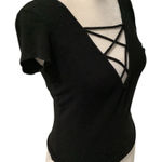 Me to We  Black Crisscross Short Sleeve Top Photo 0