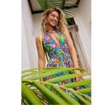 Free People Retro 60s 70s Floral Psychedelic Saffron Halter Maxi Dress Small Photo 2