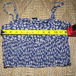 American Eagle  Women's Blue Flower Print Crop Top, Ruched Tank Top, Size S Photo 4