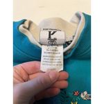 Vtg King Universal Sweatshirt M Teal Peacock Embroidered Pullover Double Collar Blue Size M Photo 3