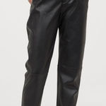 H&M ‎ Brown Vegan Leather Belted Paper Bag Trousers Tapered Pants Size 6 Photo 0