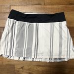 Lululemon  Pace Setter Skirt Spandex Shorts Black White Gray Vertical Stripe 6 Photo 2