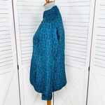 Chico's Embroidered Silk Mandarin Style Jacket Teal Blue Black Medium 8 Photo 1