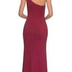 La Femme  One-Shoulder Jersey Gown in Burgundy Size US 4 Photo 1
