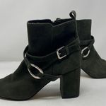 White House | Black Market WHBM Devon Side Buckle Bootie 6 Womens Green Pointed Toe Block Heel 100% Suede Photo 1