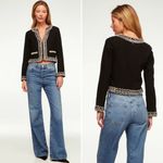 MISA Los Angeles Curtis Tweed Embellished Jacket in Black Size XS Photo 1