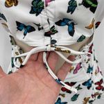 ASOS One Piece Swimsuit Women 8 White Butterfly Print Polyester Cinch Sides NWOT Photo 3