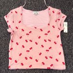Cherry Print Pink Short Sleeve Tee Size XL Photo 0