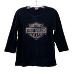 Harley Davidson Myrtle Beach SC Black Beaded 3/4 Sleeve Shirt Sz M Photo 0