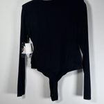 Good American Black Low Down Deep V Bodysuit Large New Shoulder Pad Long Sleeve Photo 8