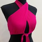 Garage Hot Pink Wrap Twist Halter Top Photo 1