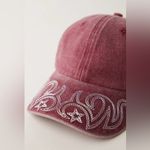 Free People NWT  Understated Leather Reiko Washed Baseball Hat In Washed Red Photo 2