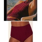 ANDIE  Bikini Set Baja Top Super High Waisted Bottom Size M Syrah Red Lace NWT‎ Photo 1