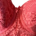 Cacique 42DDD Lace Balconette Bra Salmon Pink Underwire Lightly Lined Used Photo 6