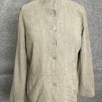 Eileen Fisher Neutral Linen Jacket Italian Fabric Textured Natural Blend L Photo 0