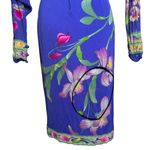 Leonard Fashion Silk Floral Mock Neck Dress Orchid Print Batwing Sleeves Women S Photo 11